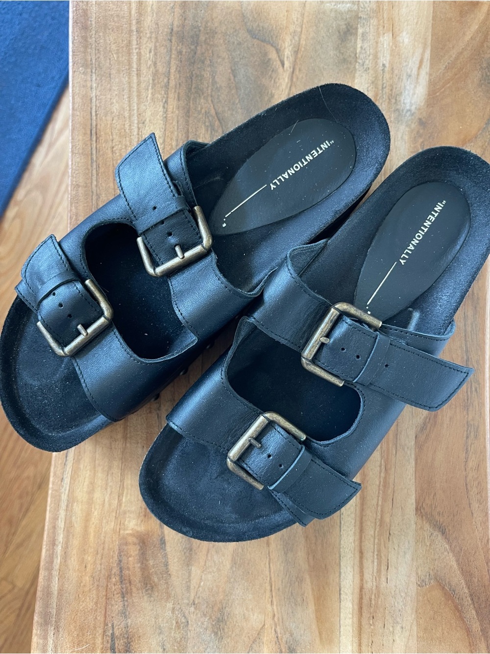 Free People Internationally Blank platform sandals with gold buckles